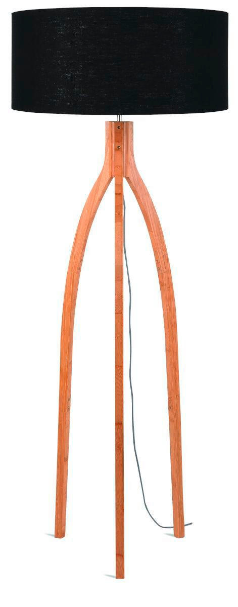 STEHLEUCHTE 60/160 cm    - Schwarz/Naturfarben, Trend, Holz/Textil (60/160cm) - Good & Mojo