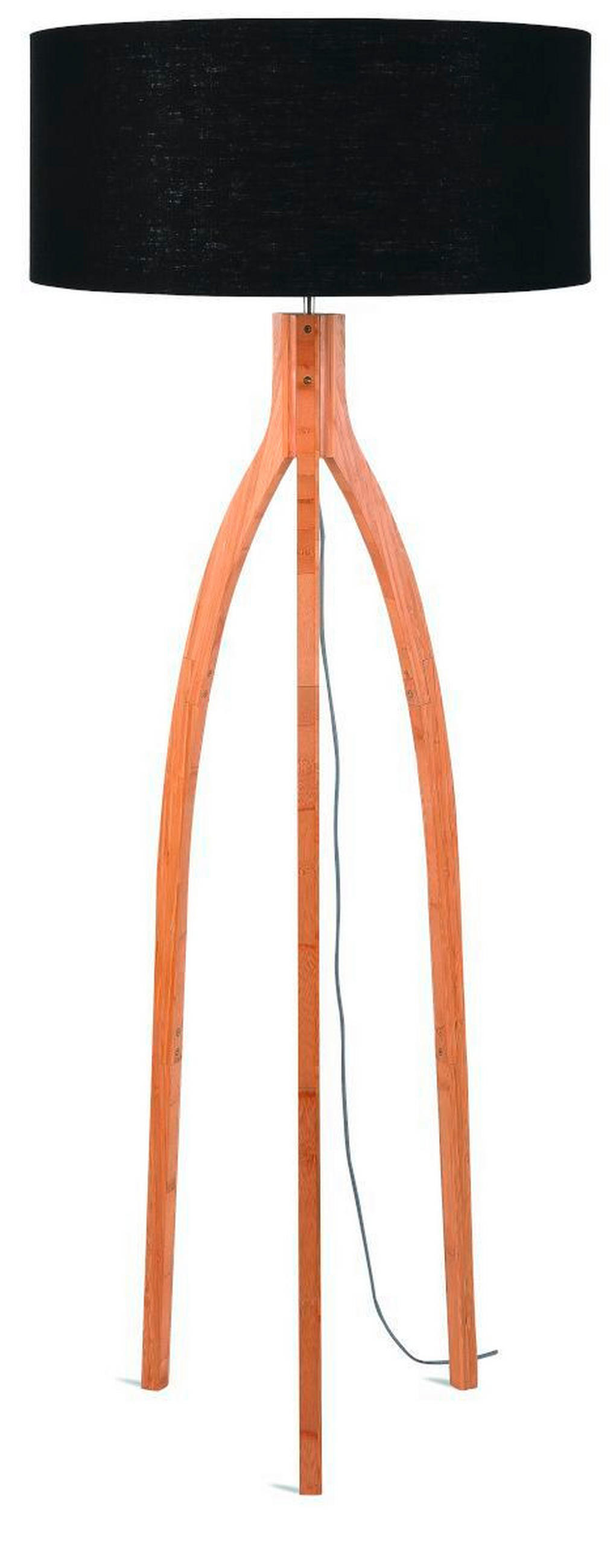 STEHLEUCHTE 60/160 cm    - Schwarz/Naturfarben, Trend, Holz/Textil (60/160cm) - Good & Mojo