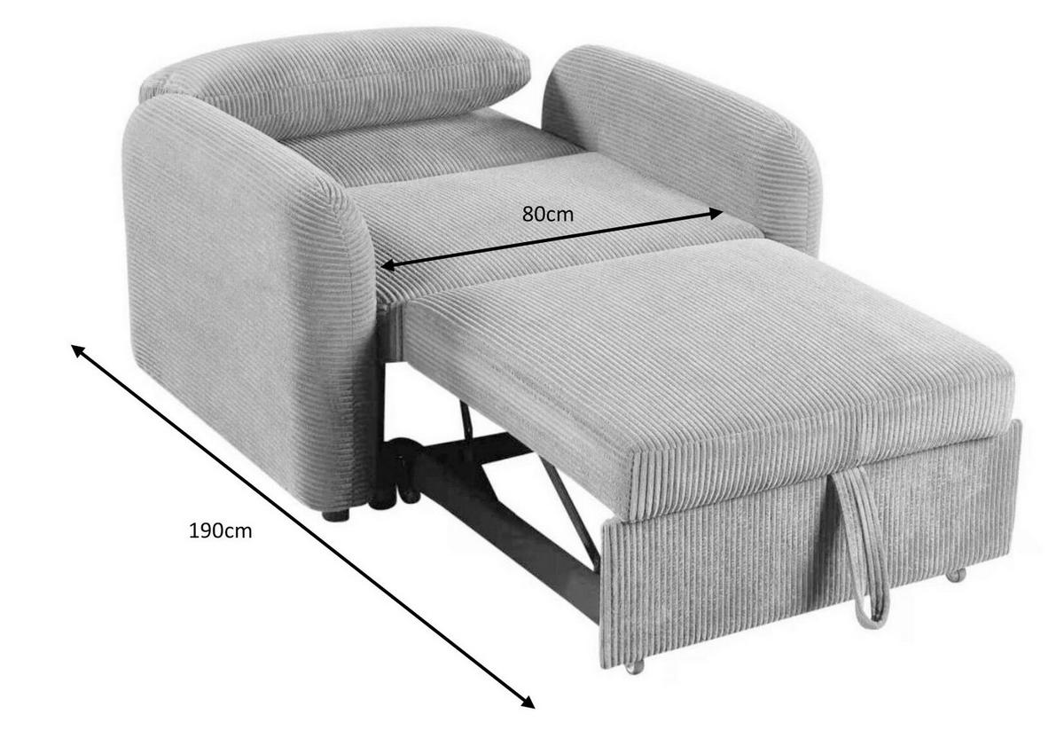 SCHLAFSESSEL PIANA Cord Grün Liegefunktion  - Schwarz/Grün, Design, Kunststoff/Textil (108/86/90cm) - MID.YOU