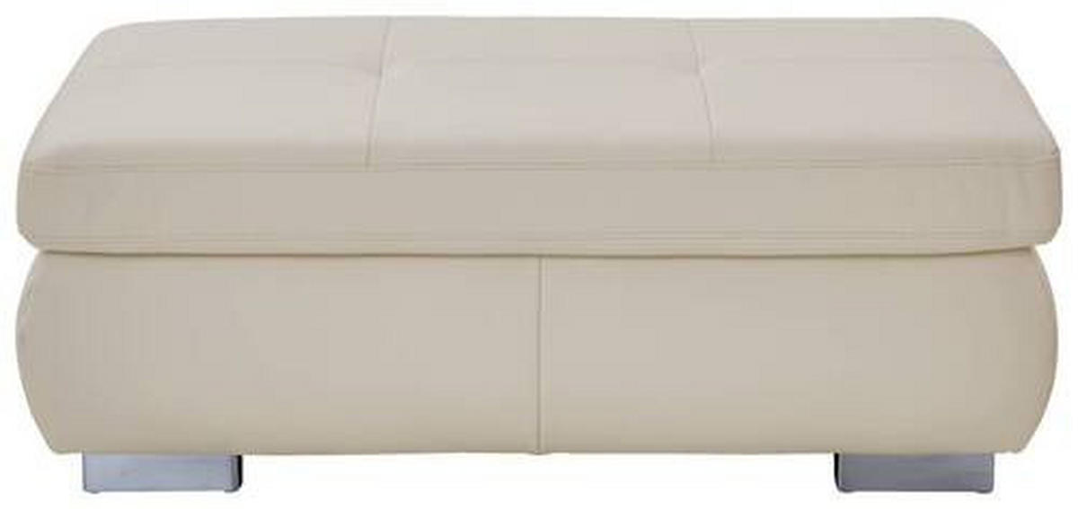 HOCKER in Leder Weiss  - Weiss/Alufarben, Basics, Leder/Metall (129/45/64cm) - Beldomo Premium