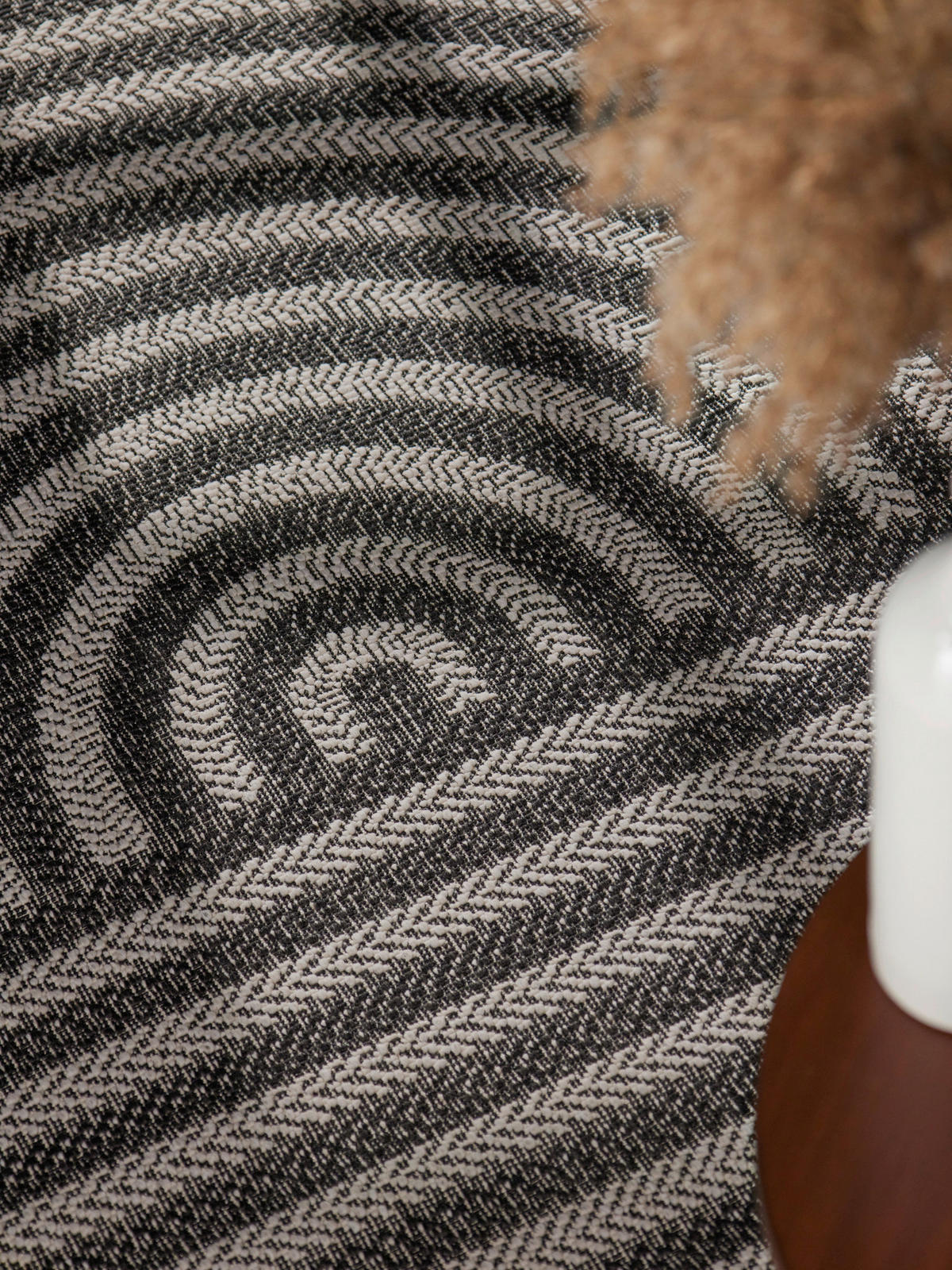 FLACHWEBETEPPICH 160/230 cm Haringey Schwarz, Weiß oval  - Schwarz/Weiß, Design, Kunststoff (160/230cm)