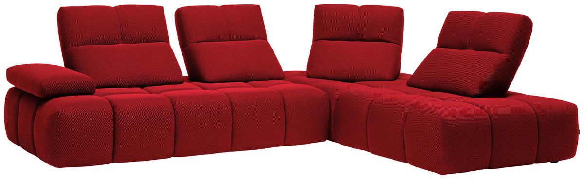 ECKSOFA in Struktur Rot  313/233 cm  - Rot/Schwarz, Design, Kunststoff/Textil (313/233cm) - Emilio Belluti