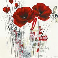 KUNSTDRUCK Blumen 30/30 cm  - Rot/Schwarz, Basics, Papier (30/30cm) - Monee