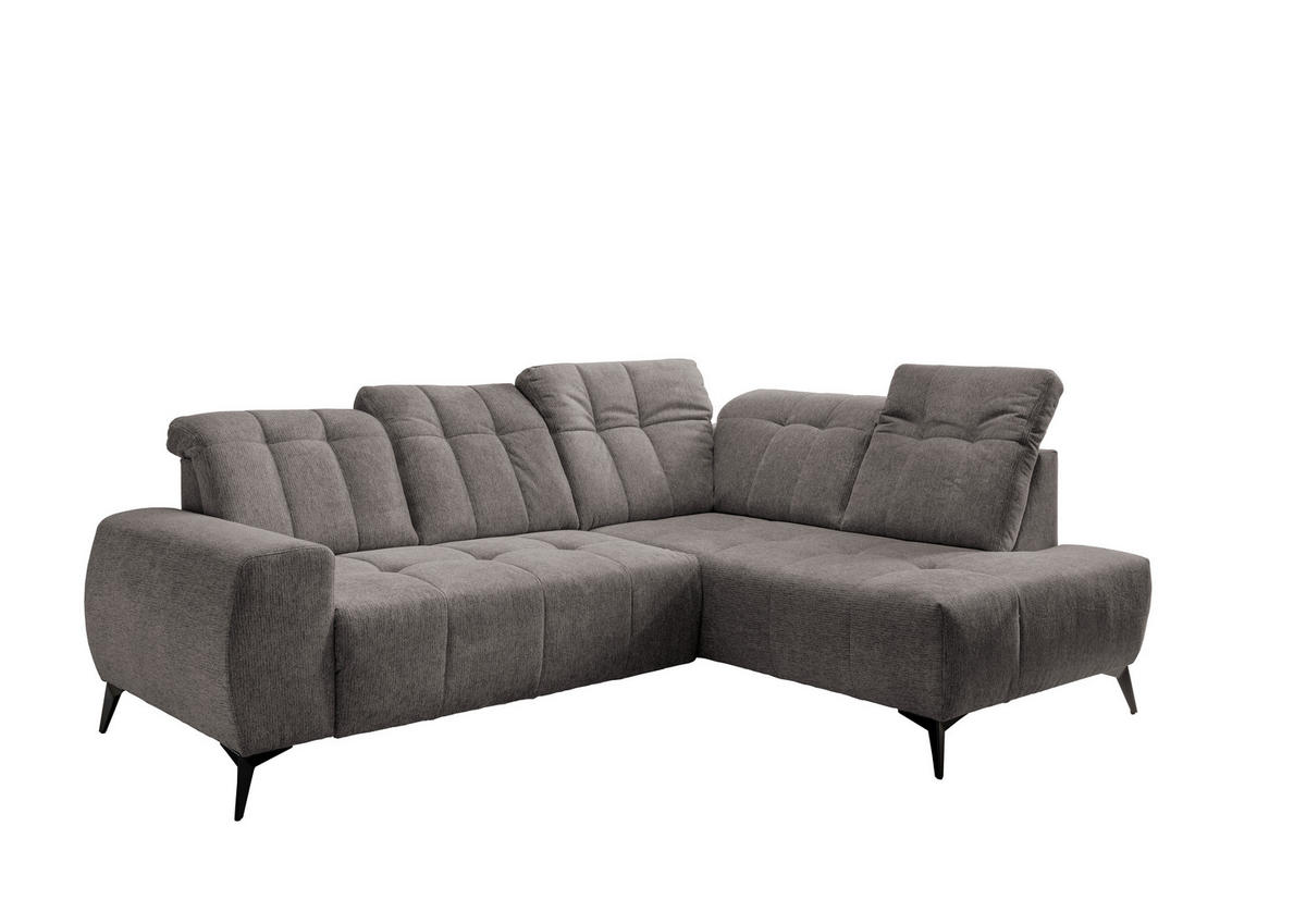 ECKSOFA in Chenille Graubraun  - Graubraun/Schwarz, Modern, Textil/Metall (261/200cm) - Livetastic