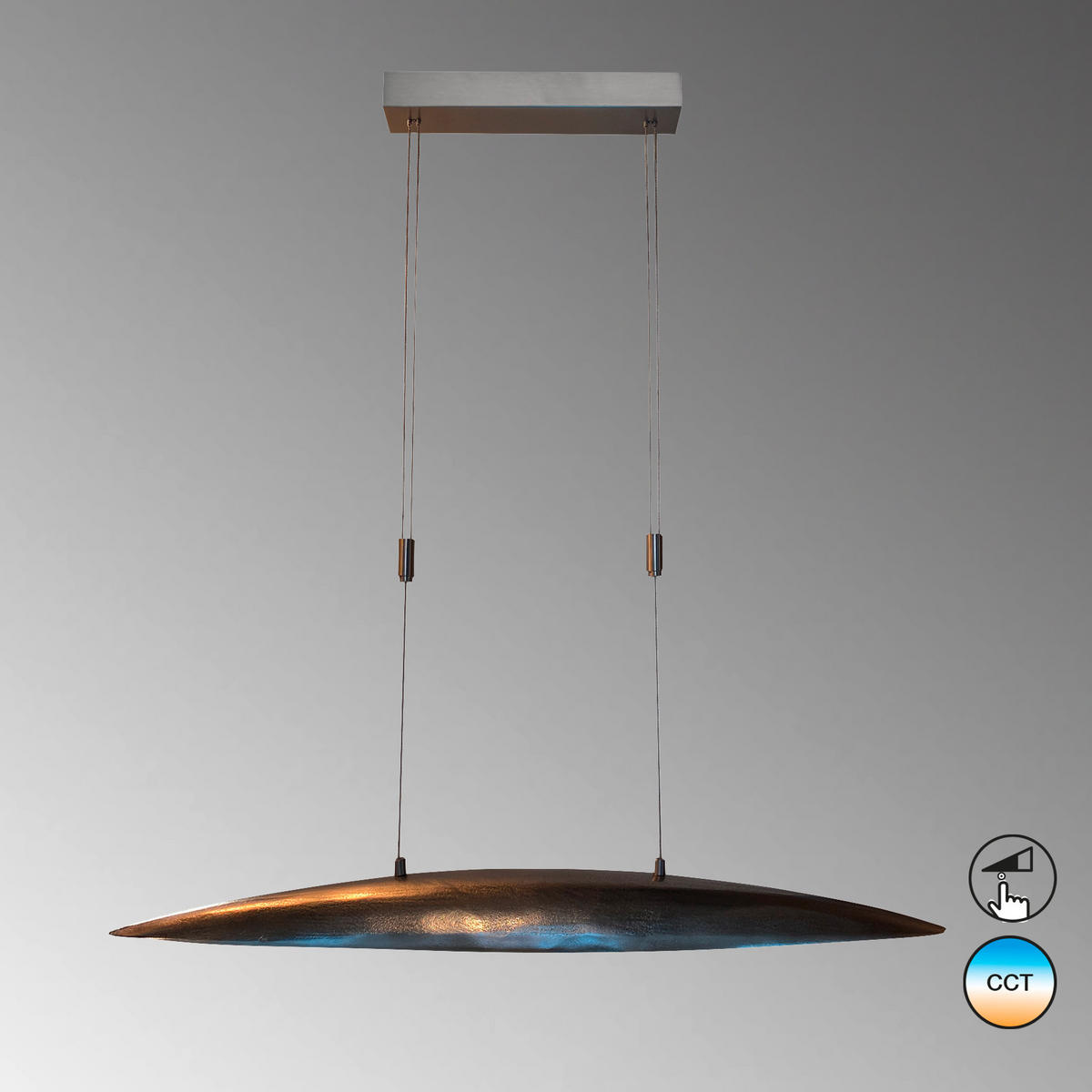 LED-HÄNGELEUCHTE 105/15,5/105-165 cm    - Nickelfarben, Design, Metall (105/15,5/105-165cm) - Fischer & Honsel