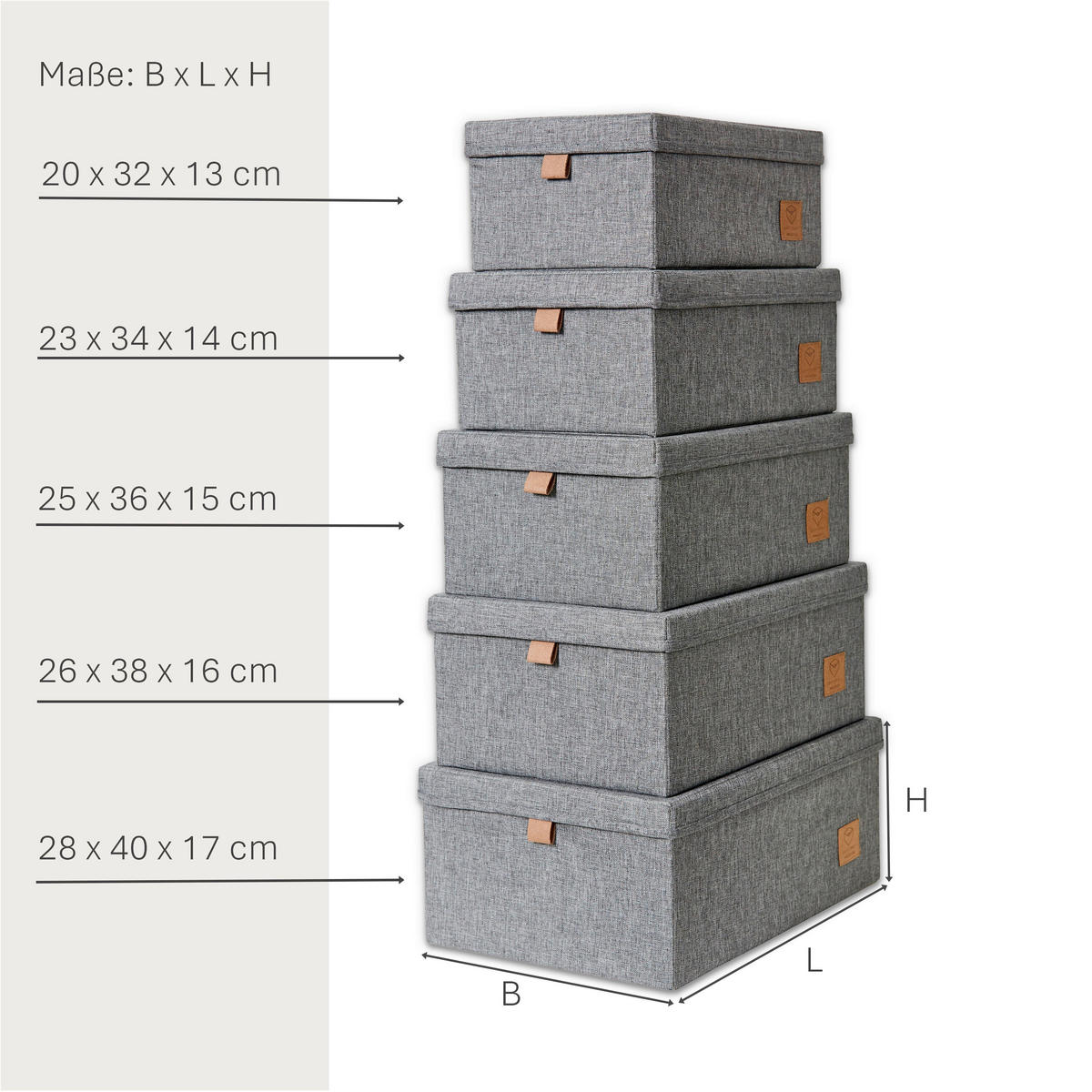 AUFBEWAHRUNGSBOXEN-SET Premium  - Grau, Basics, Textil - Store It