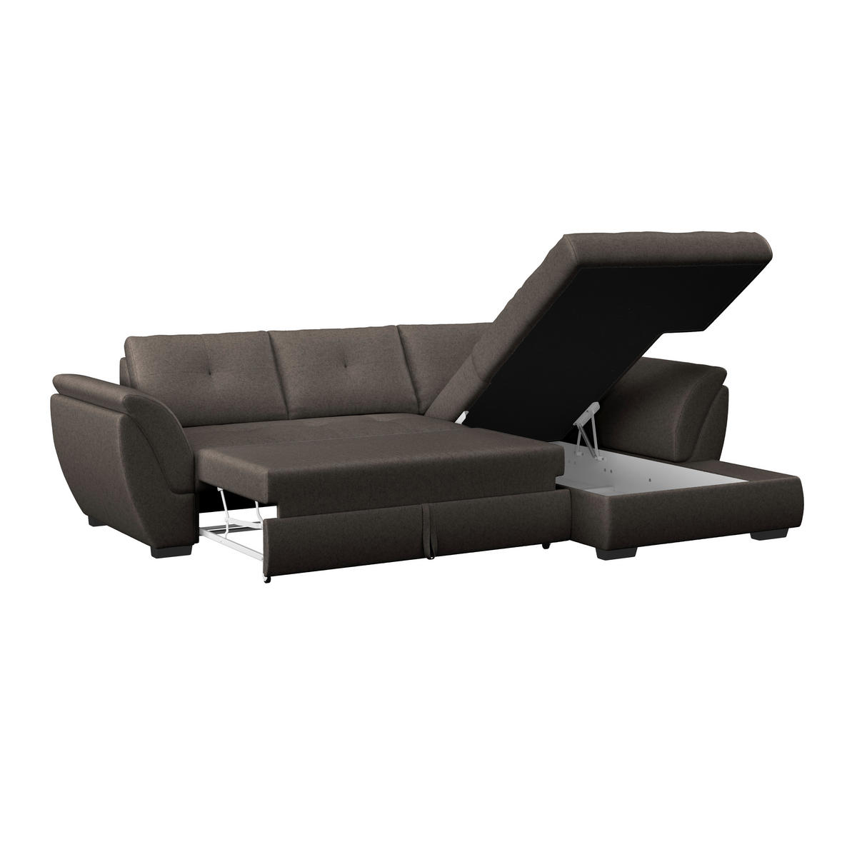 ECKSOFA in Webstoff Braun  - Braun, Design, Kunststoff/Textil (278/187cm) - Livetastic