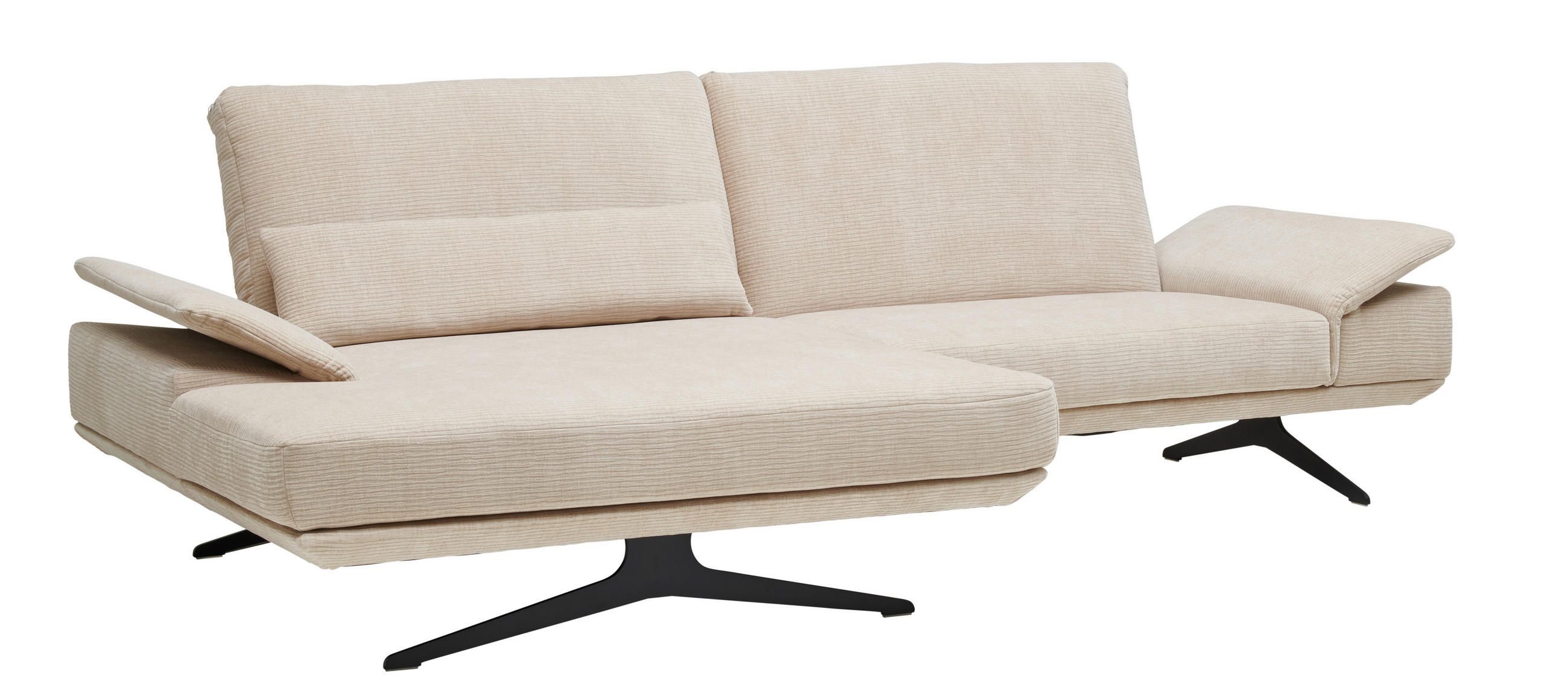 CANAPÉ D'ANGLE in Flachgewebe Beige  - Beige/Schwarz, Design, Textil/Metall (155/284cm) - Koinor