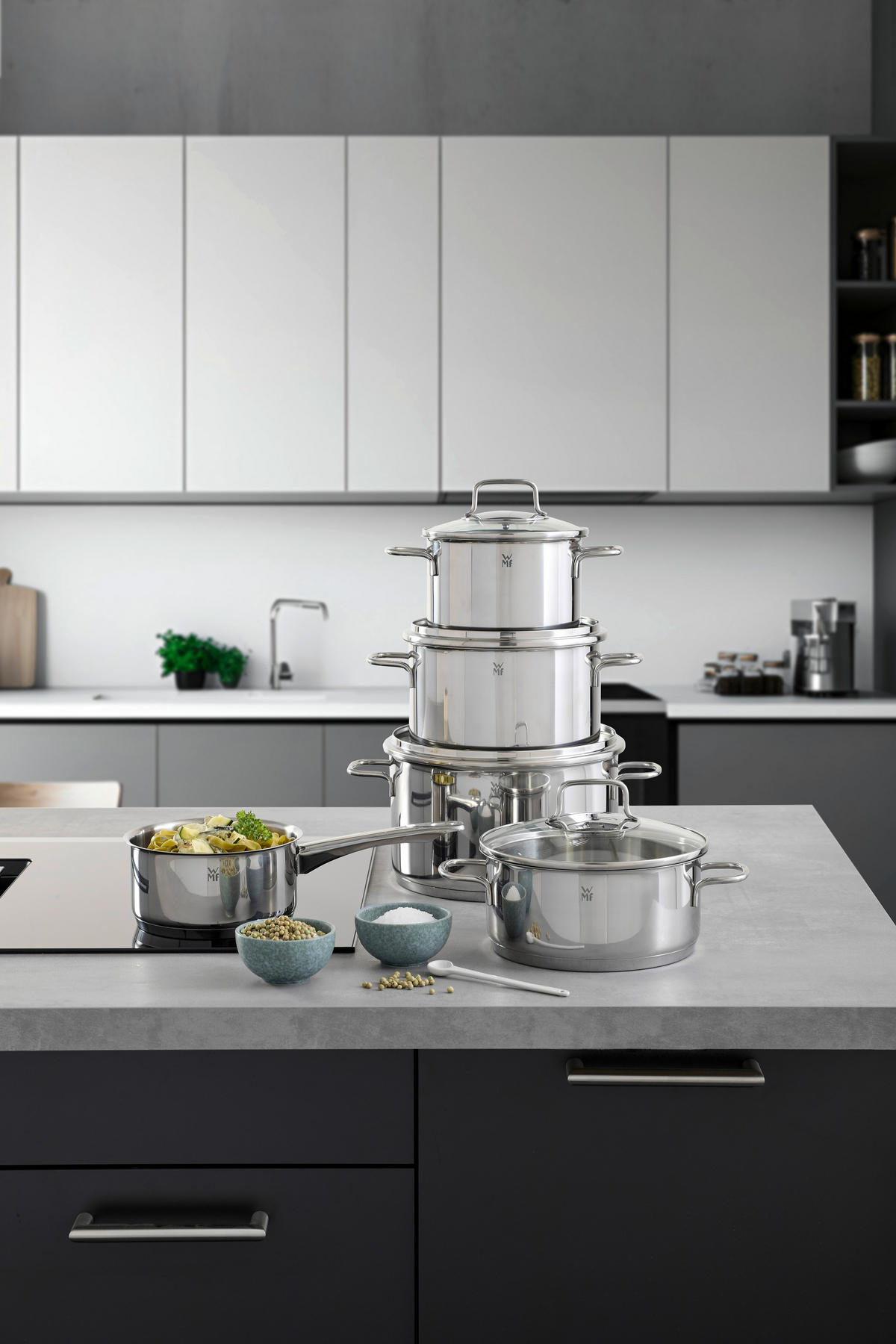 KOCHTOPFSET ASTORIA 5-teilig  - Edelstahlfarben, Basics, Glas/Metall - WMF