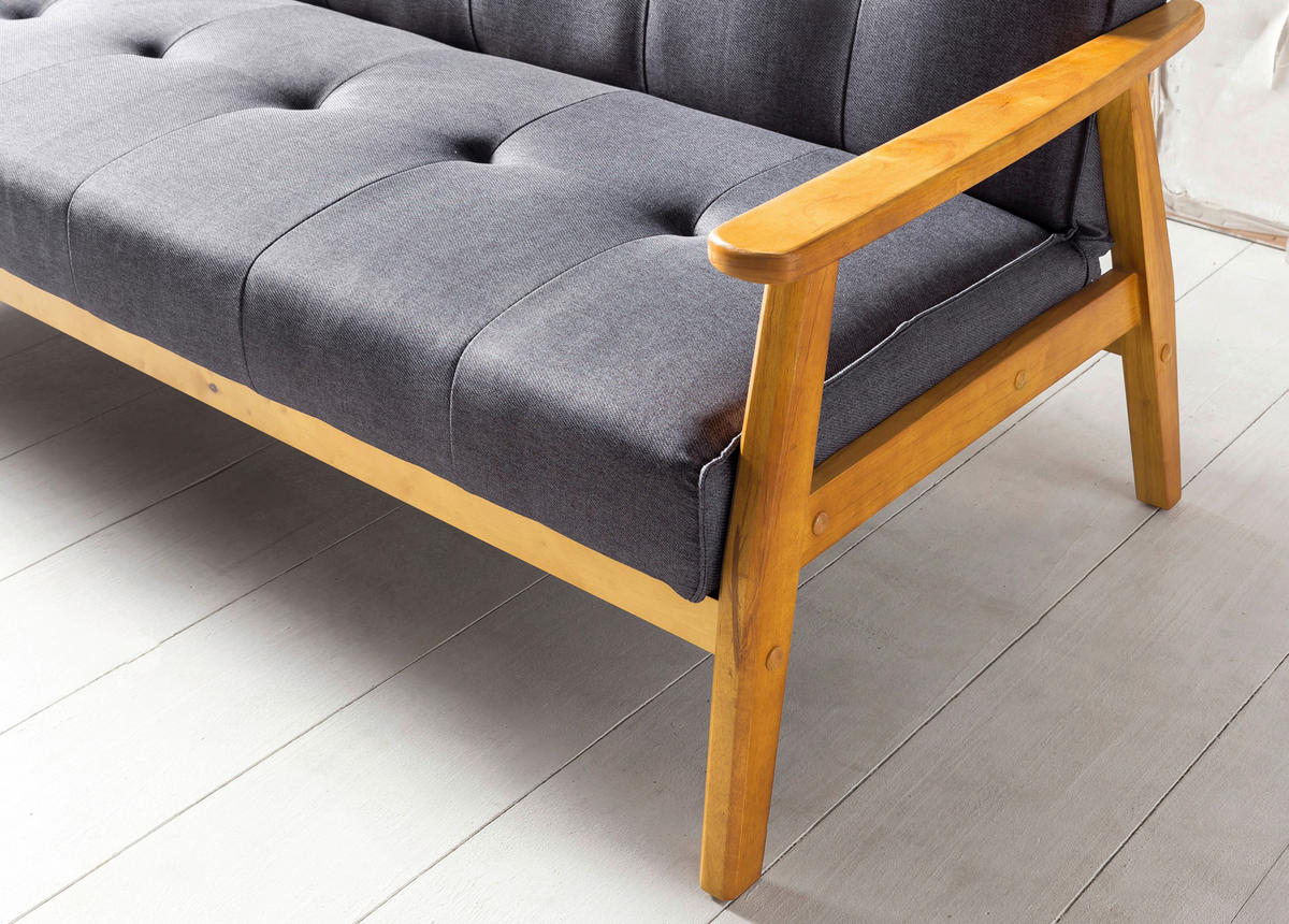 SCHLAFSOFA in Webstoff Naturfarben, Dunkelgrau  - Dunkelgrau/Naturfarben, MODERN, Holz/Textil (190/81/85cm) - Livetastic