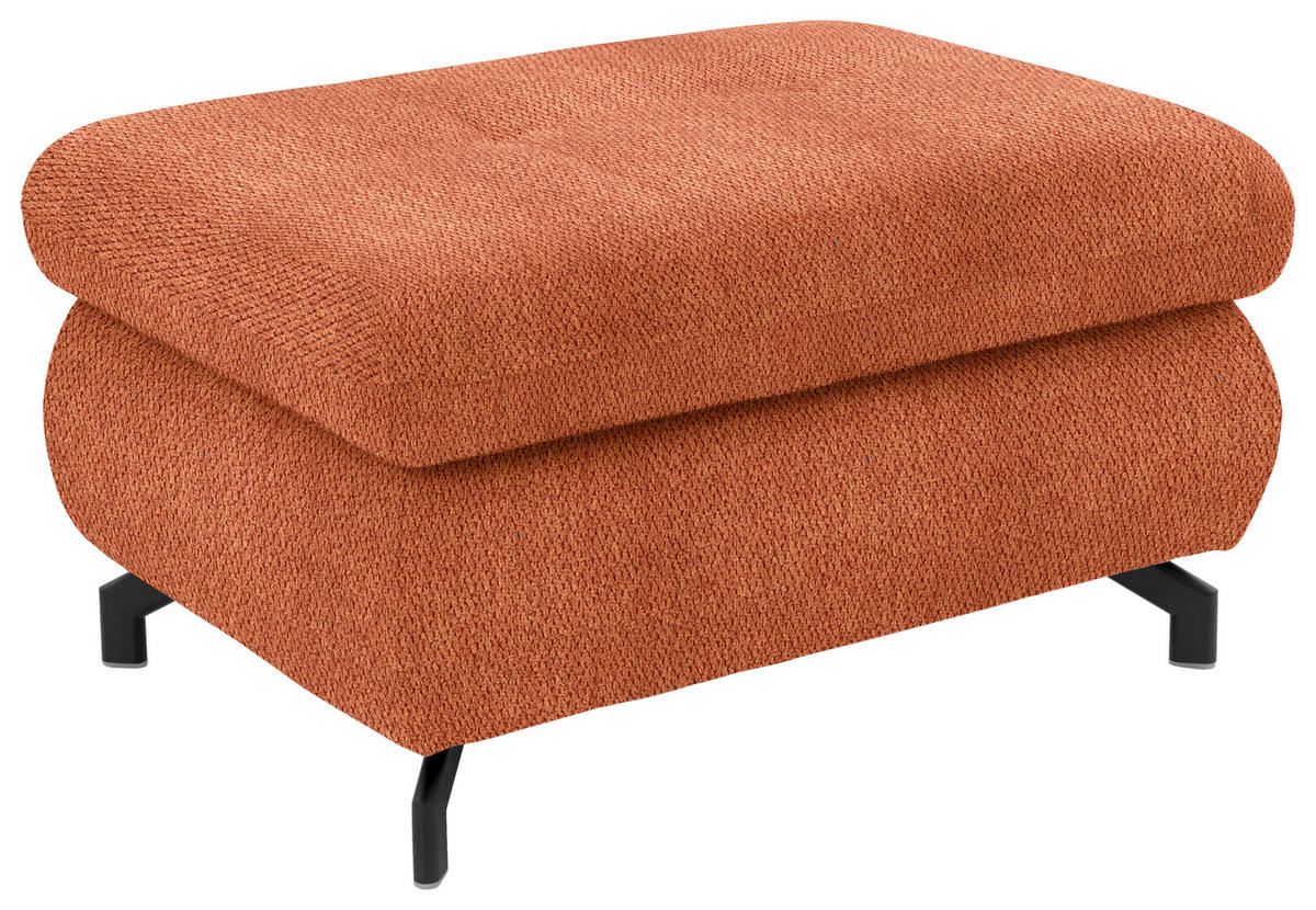 ECKSOFA in Chenille Terracotta  - Terracotta/Schwarz, Design, Textil/Metall (310/220cm) - Beldomo Style