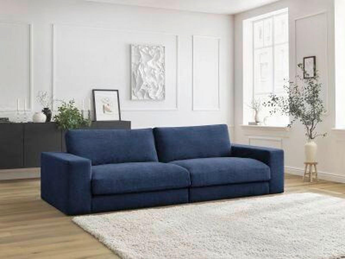 3-SITZER-SOFA LEONARD Struktur Dunkelblau  - Schwarz/Dunkelblau, MODERN, Kunststoff/Textil (234/109/77cm)