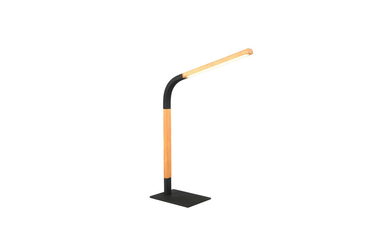 STOLNÁ LED LAMPA, SwitchDim stmievač,  - čierna/prírodná farba, Basics, kov/drevo (73,5/18/38cm)