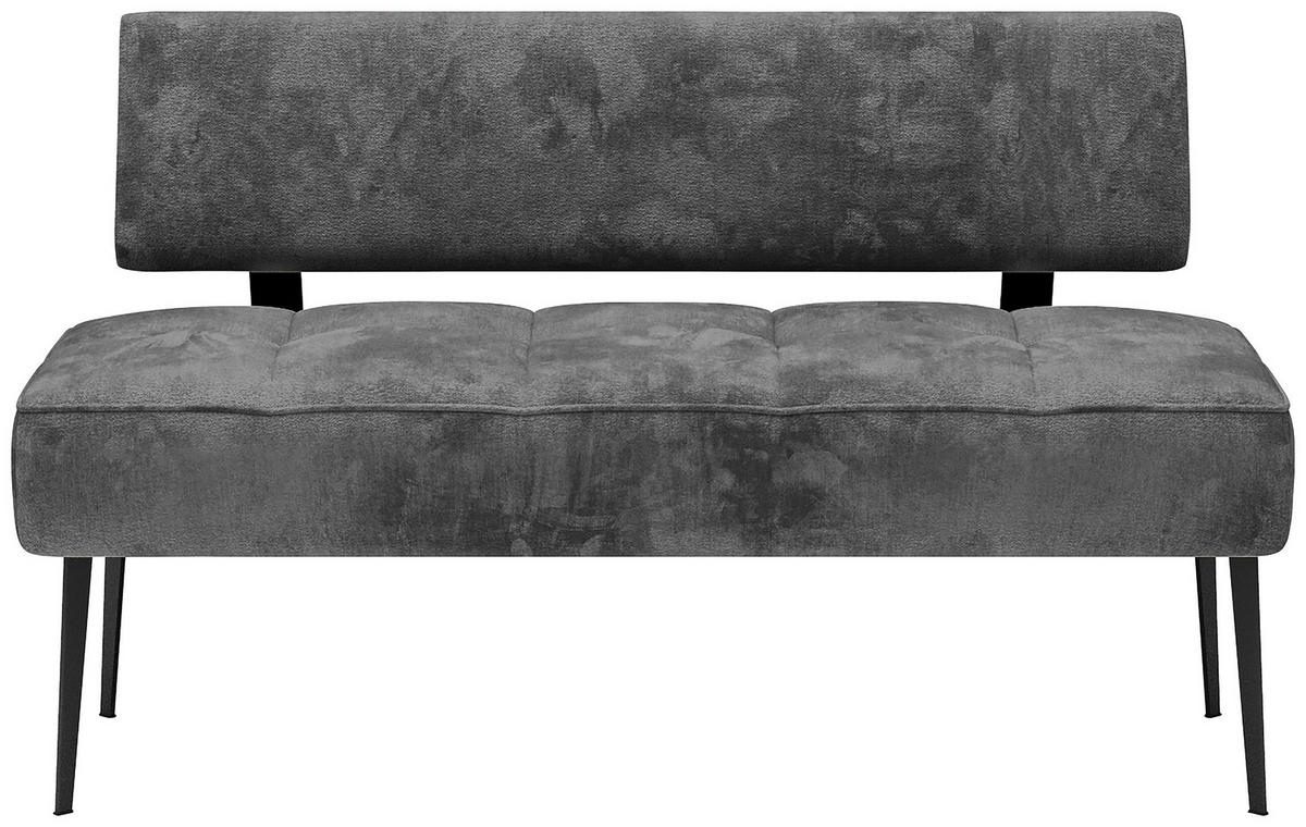 SITZBANK 162/90/65 cm Webstoff Dunkelgrau Metall  - Dunkelgrau/Schwarz, MODERN, Textil/Metall (162/90/65cm) - Welnova