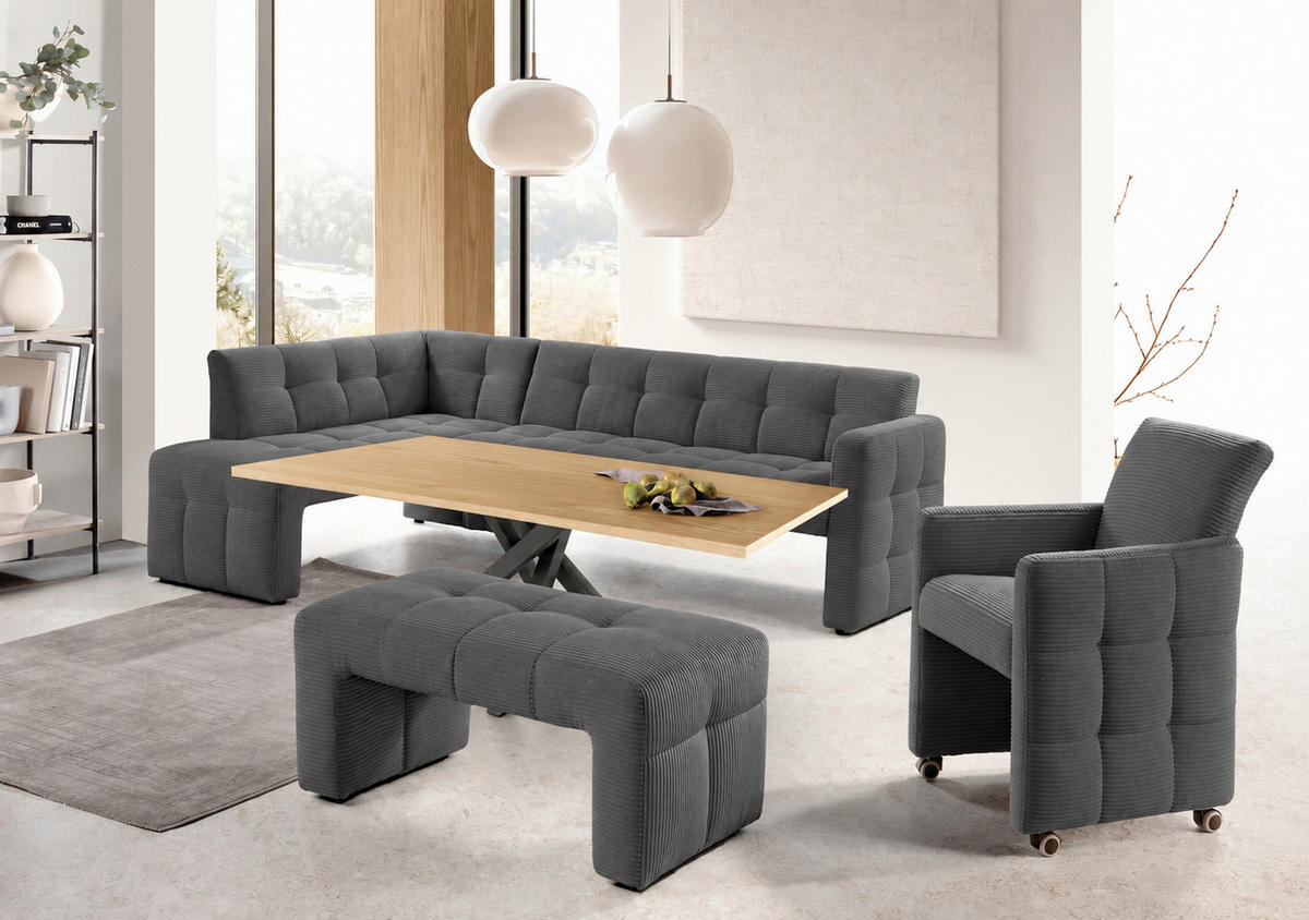ECKBANK 245/157 cm  in Anthrazit  - Anthrazit/Schwarz, MODERN, Holz/Holzwerkstoff (245/157cm) - Livetastic