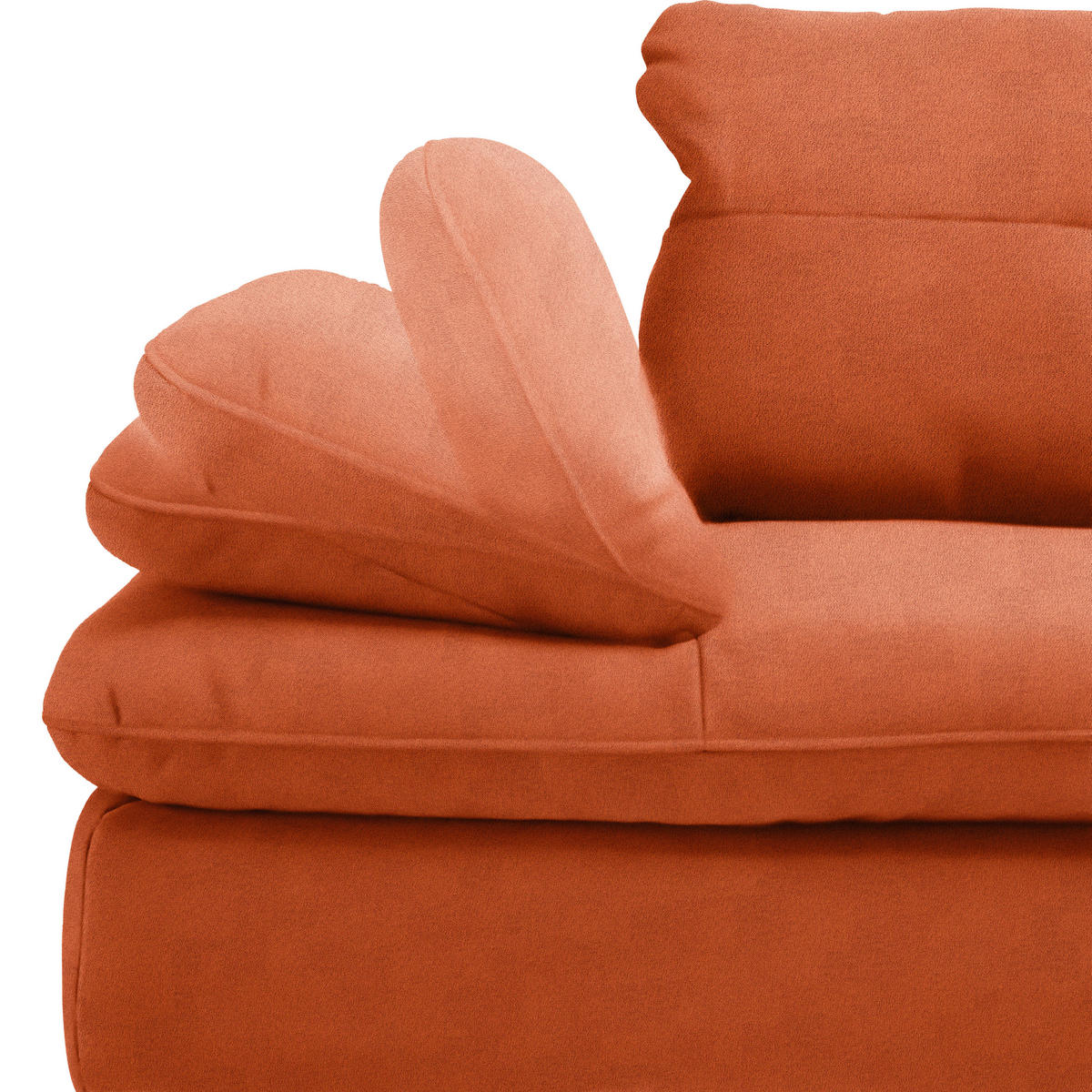 ECKSOFA in Flachgewebe Terracotta  - Terracotta/Schwarz, Design, Textil/Metall (344/271cm) - Chilliano