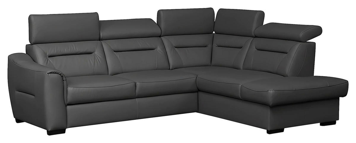 ECKSOFA Lederlook Echtleder Anthrazit  - Wengefarben/Anthrazit, Design, Leder/Holz (260/212cm) - Celina Home