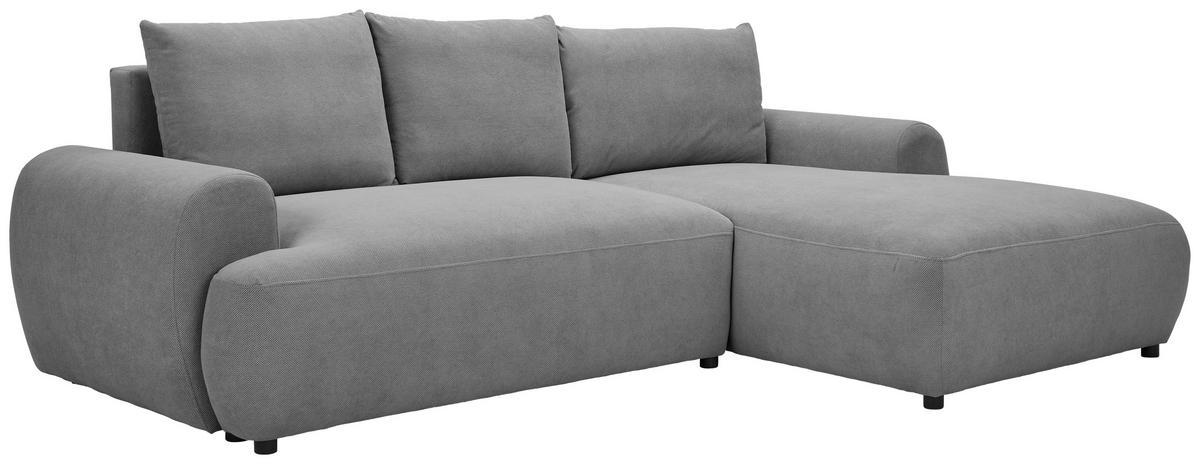 ECKSOFA in Webstoff Dunkelgrau  - Dunkelgrau/Schwarz, Modern, Kunststoff/Textil (265/175cm) - MID.YOU