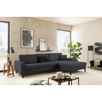ECKSOFA in Cord Anthrazit  - Anthrazit/Schwarz, Design, Textil/Metall (298/185-209cm) - Pure Home Lifestyle