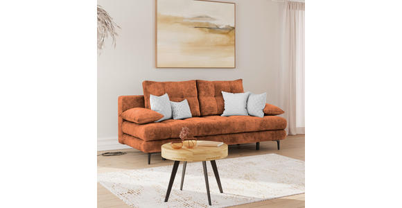 SCHLAFSOFA Chenille Terracotta Rückenkissen, Armlehnenkissen, Bettkasten, Schlaffunktion, Rücken echt  - Terracotta/Schwarz, KONVENTIONELL, Textil/Metall (203/94/96cm) - Carryhome