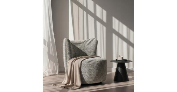 SESSEL in Leinenoptik Grau, Schwarz  - Schwarz/Grau, Design, Textil/Metall (75/79/76cm) - Xora