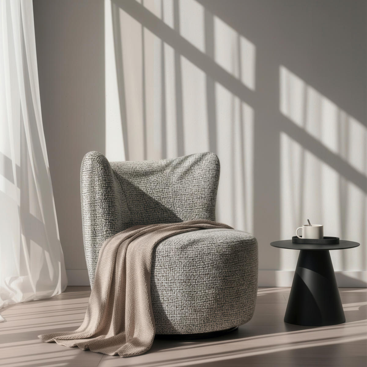 SESSEL in Leinenoptik Grau, Schwarz  - Schwarz/Grau, Design, Textil/Metall (75/79/76cm) - Xora