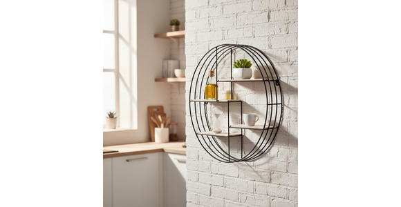WANDREGAL 45/45/11 cm  - Hellbraun/Schwarz, LIFESTYLE, Holzwerkstoff/Metall (45/45/11cm) - Landscape