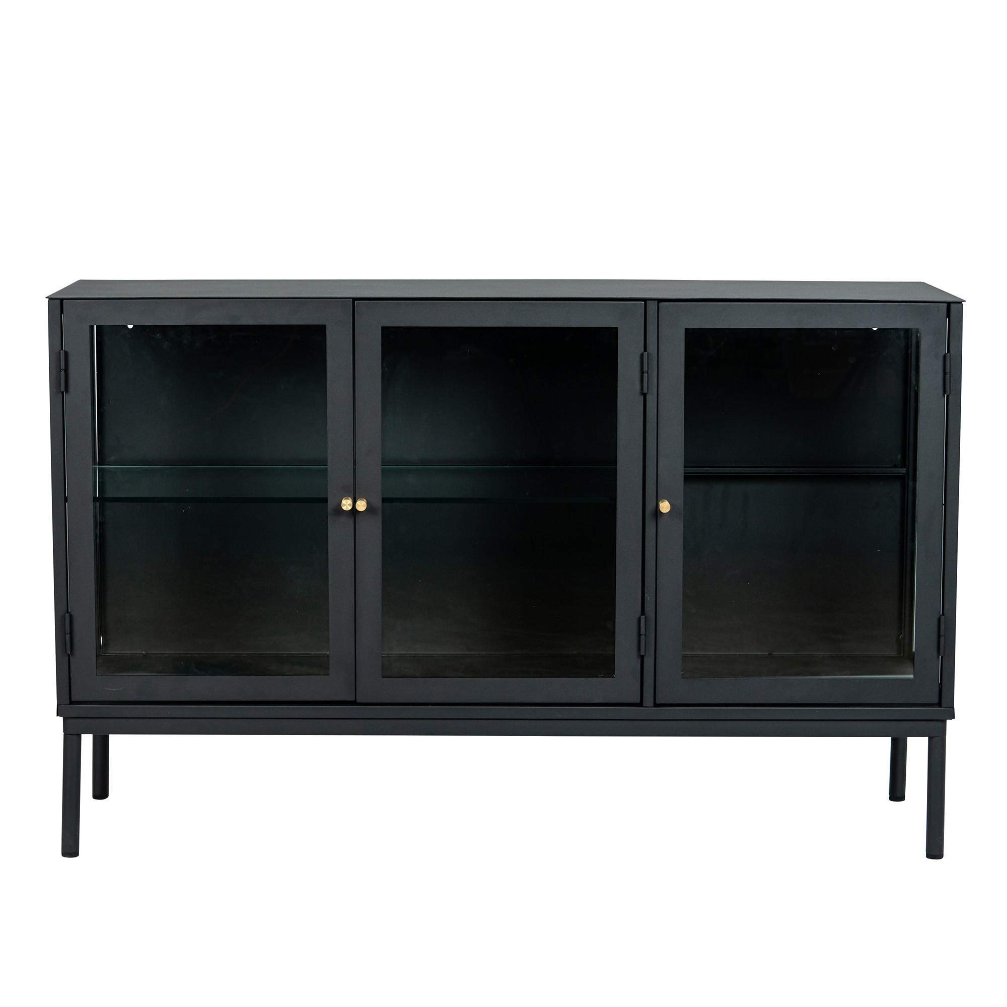 SIDEBOARD  127/80/37 cm  - svart/guldfärgad, Klassisk, metall/glas (127/80/37cm) - Niels Andersson