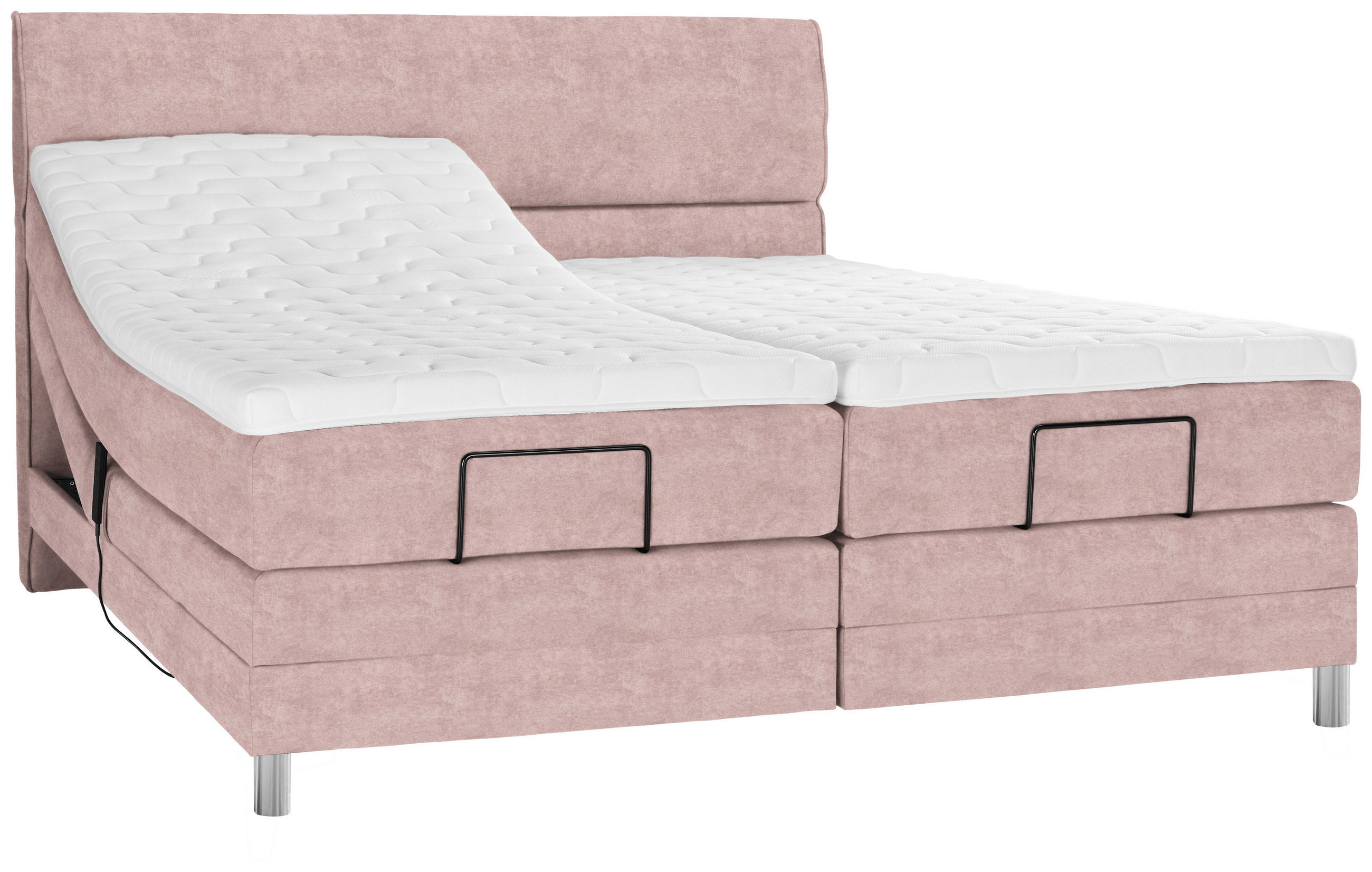 BOXSPRINGBETT 180/200 cm  in Altrosa  - Chromfarben/Altrosa, Konventionell, Kunststoff/Textil (180/200cm) - Voleo