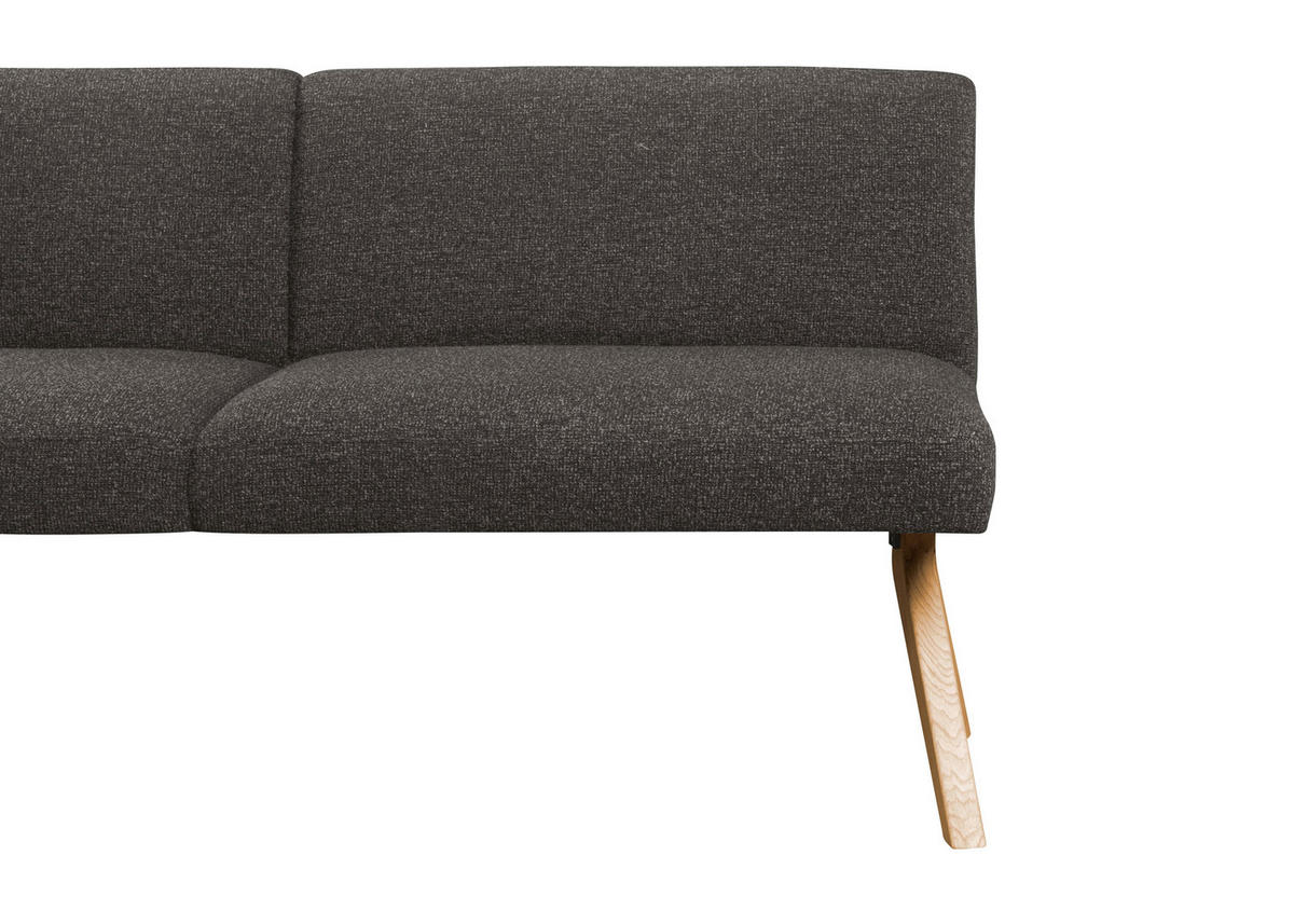 SITZBANK 160/85/69 cm Webstoff Dunkelgrau Eiche vollmassiv  - Eichefarben/Dunkelgrau, KONVENTIONELL, Holz/Textil (160/85/69cm) - Linea Natura