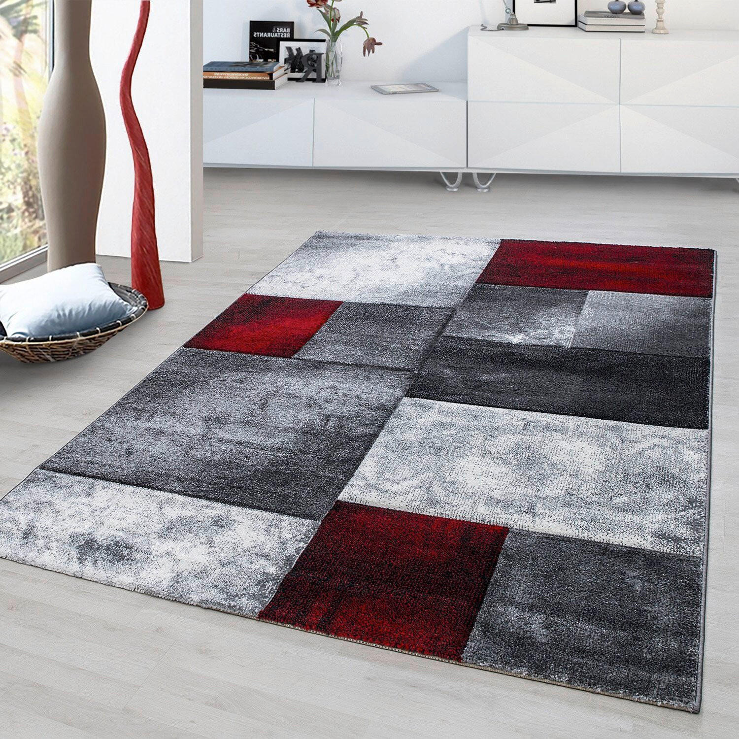 Thumbnail - Ayyildiz  Webteppich Hawaii 1710, Rot, Textil, Karo, rechteckig, 120x170 cm, Oeko-Tex® Standard 100, für Fußbodenheizung...