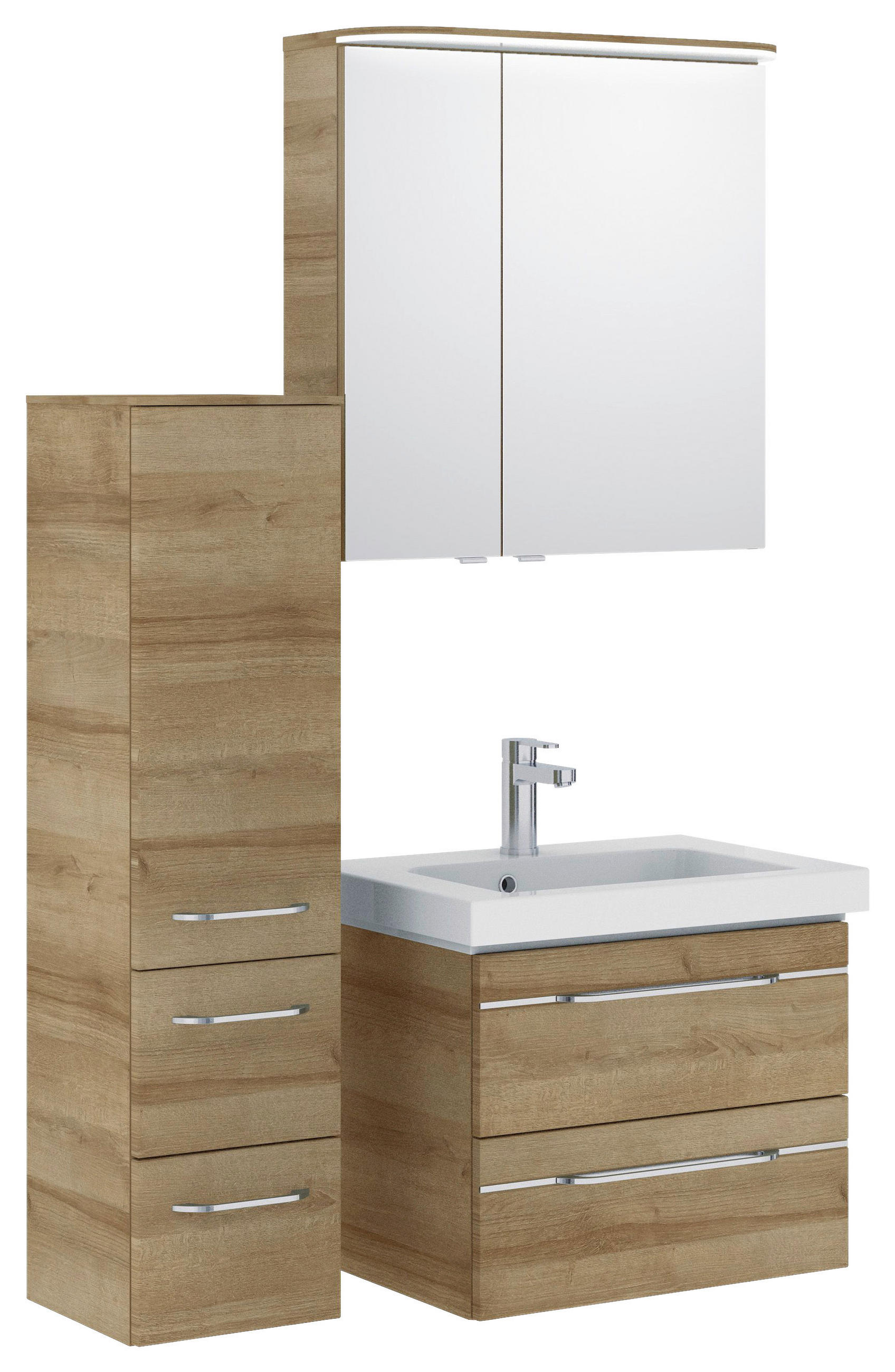 BADEZIMMER 4-teilig  in 100 cm  - Chromfarben/Eichefarben, KONVENTIONELL, Glas/Holzwerkstoff (100cm) - Pelipal