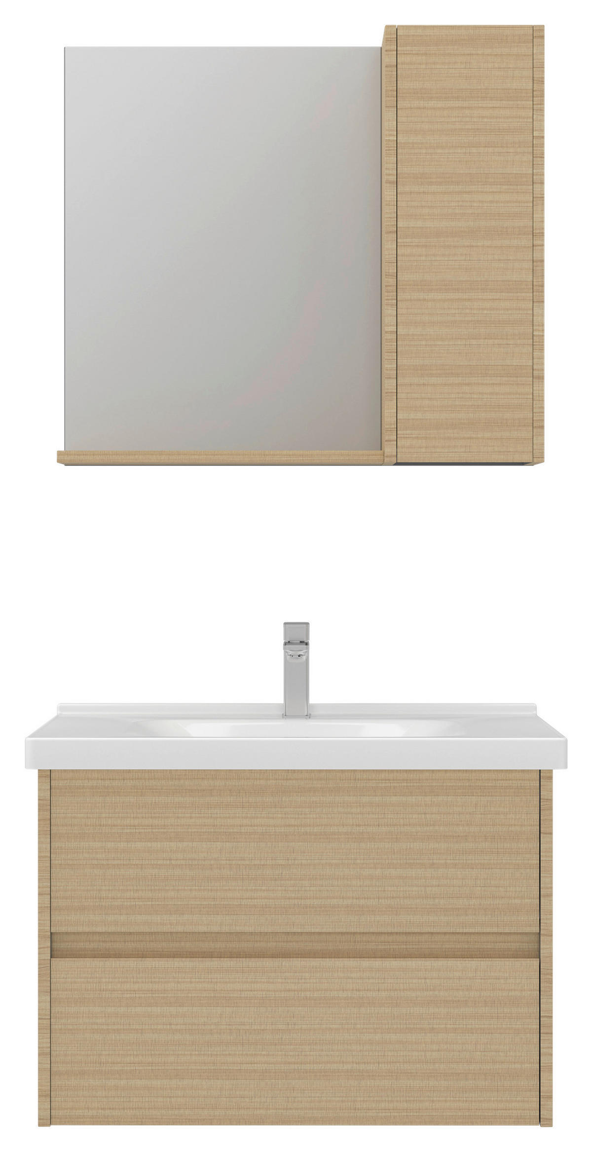 BADEZIMMER 3-teilig  in  - Eichefarben/Weiß Hochglanz, MODERN, Glas/Keramik (80/119/45cm) - MID.YOU