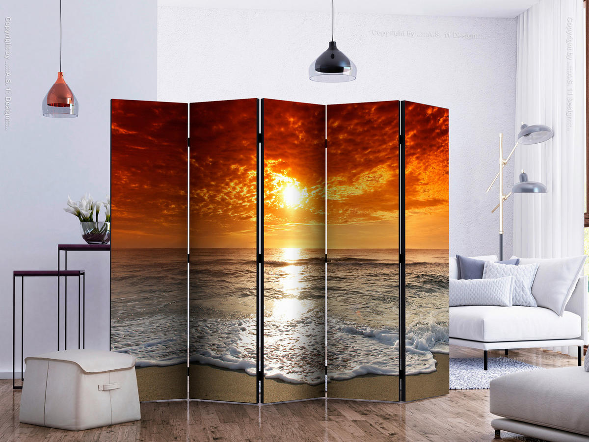 PARAVENT mit 5  Flügel - Multicolor, Basics, Holz/Textil (225/172/3cm) - artgeist