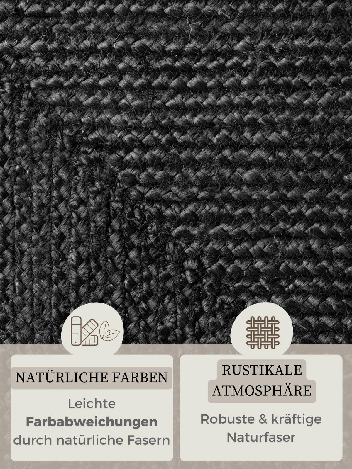 JUTETEPPICH 60/90 cm Juno Schwarz rechteckig  - Schwarz, Natur, Textil (60/90cm) - Hanse Home