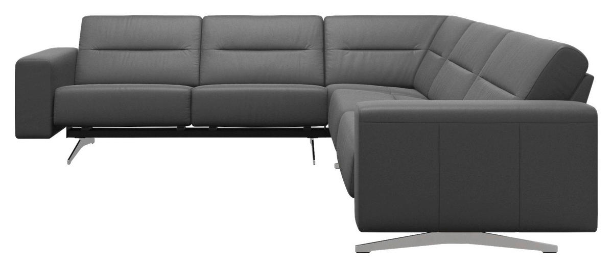 WOHNLANDSCHAFT Dunkelgrau Echtleder  - Chromfarben/Dunkelgrau, Design, Leder/Metall (264/294cm) - Stressless