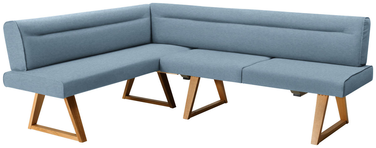ECKBANK in Holz, Textil Eichefarben, Hellblau  - Eichefarben/Hellblau, Konventionell, Holz/Textil (170/230cm) - Moderano