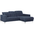 ECKSOFA in Webstoff Dunkelblau  - Chromfarben/Dunkelblau, Design, Textil/Metall (260/187cm) - Xora