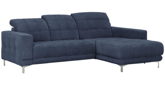 ECKSOFA in Webstoff Dunkelblau  - Chromfarben/Dunkelblau, Design, Textil/Metall (260/187cm) - Xora