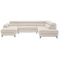 WOHNLANDSCHAFT inkl. Funktion Beige Flachgewebe  - Beige/Schwarz, MODERN, Textil/Metall (180/333/206cm) - Stylife
