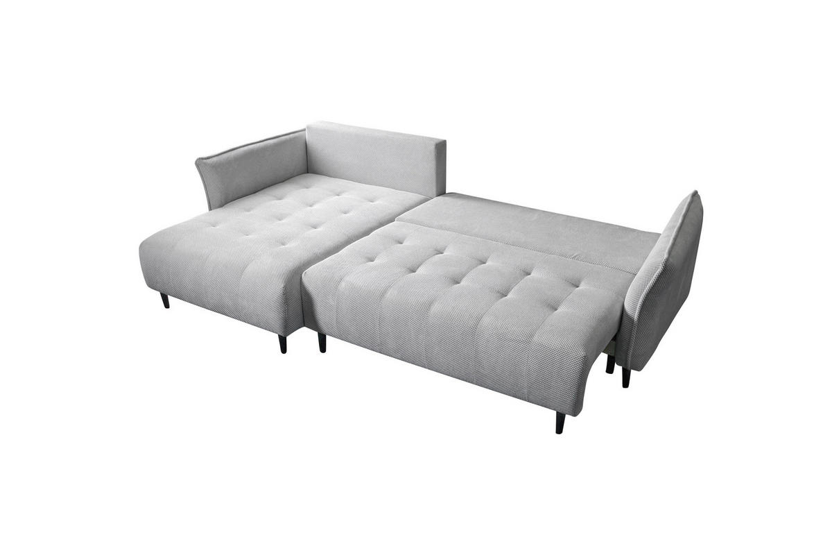 ECKSOFA MONTE CARLO Hellgrau Struktur, Plüsch  - Hellgrau/Schwarz, Trend, Textil (160/290cm) - MID.YOU