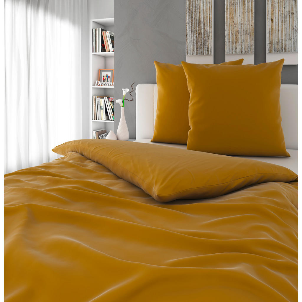 Thumbnail - Novel Bettwäsche Segesta, Gold, Textil, Uni, 200x200 cm, pflegeleicht, schadstoffgeprüft, Schlaftextilien, Bettwäsche, B...