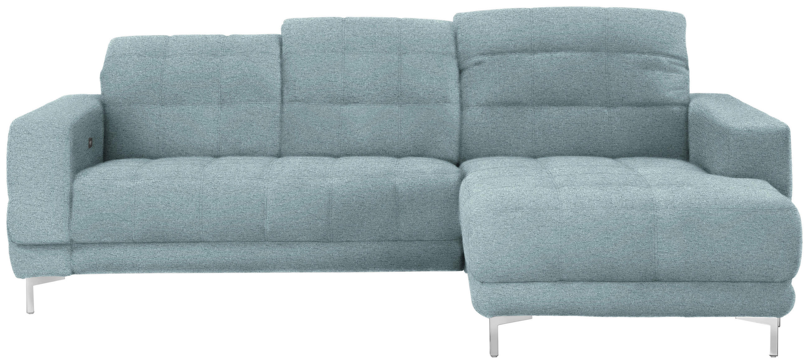 ECKSOFA in Webstoff Pastellblau  - Chromfarben/Pastellblau, Design, Textil/Metall (260/187cm) - Xora