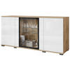 SIDEBOARD 150/69,7/39,5 cm  in Eiche Wotan, Weiss Hochglanz  - Weiss Hochglanz/Eiche Wotan, Design, Glas/Holzwerkstoff (150/69,7/39,5cm) - Livetastic