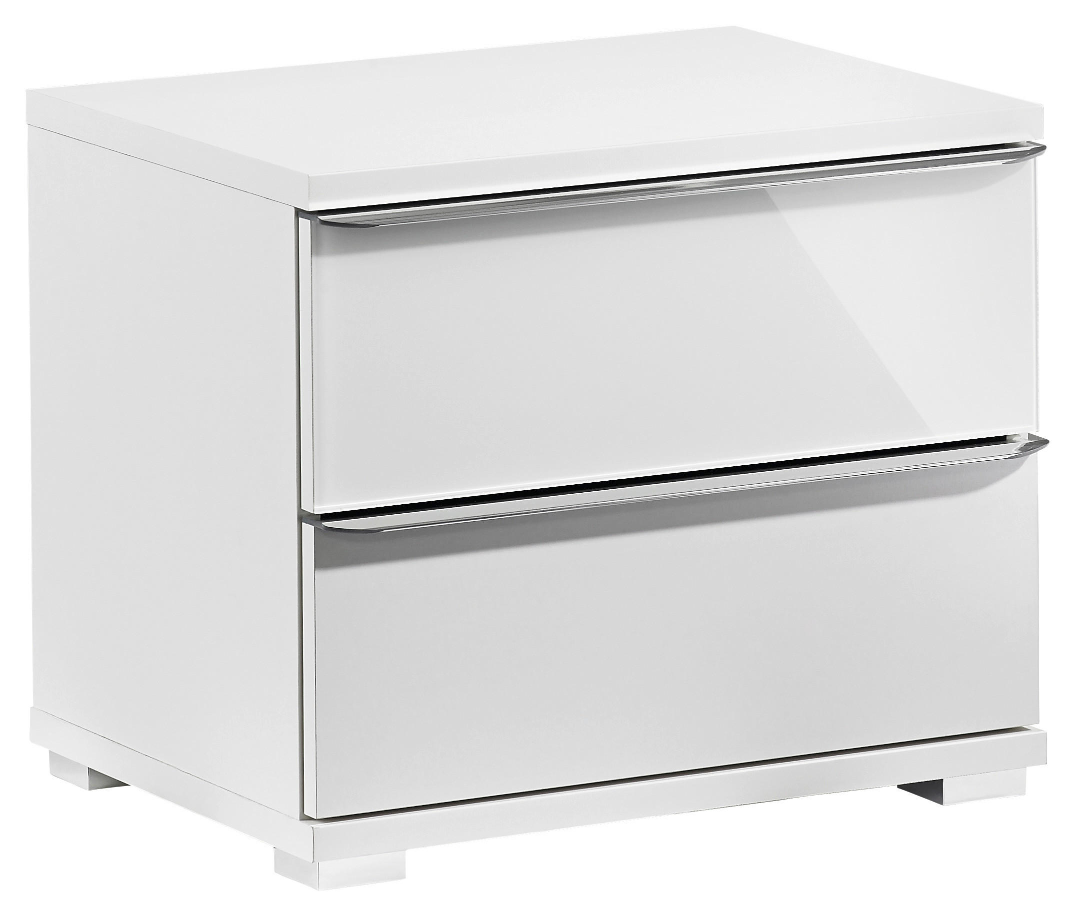 NACHTSCHRANK 51/44/40 cm  - Chromfarben/Weiß, Design, Glas/Kunststoff (51/44/40cm) - Moderano