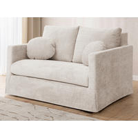 2-SITZER-HUSSENSOFA Chenille Creme  - Creme/Schwarz, Design, Kunststoff/Textil (140/89/95cm) - P & B