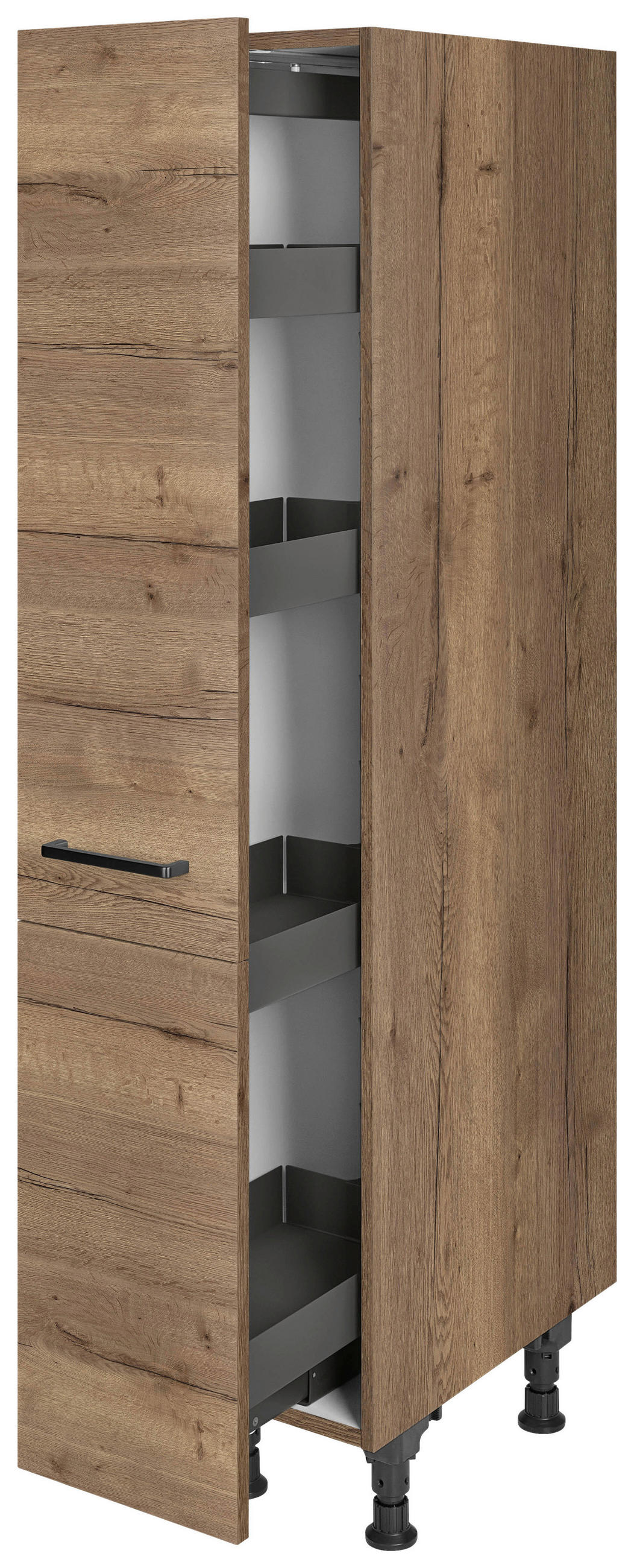 APOTHEKERSCHRANK 30/168/58 cm  in Eiche dunkel  - Eiche dunkel/Schwarz, MODERN, Holzwerkstoff/Metall (30/168/58cm) - Nobilia