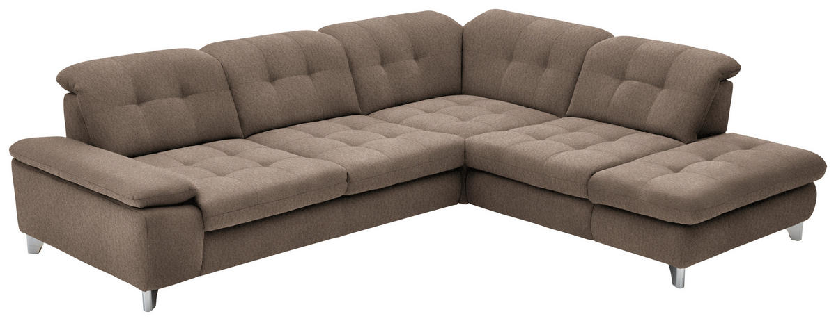 ECKSOFA in Chenille Hellbraun  - Chromfarben/Hellbraun, Design, Textil/Metall (310/260cm) - Beldomo Speed