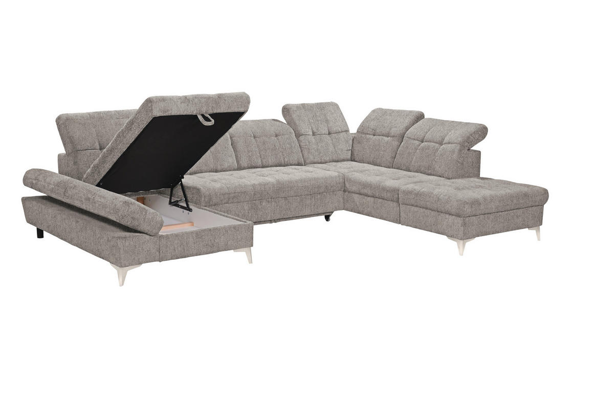 WOHNLANDSCHAFT MERCY Taupe Mikrovelours  - Taupe/Kaschmir, MODERN, Kunststoff/Textil (169/348/245cm) - MID.YOU