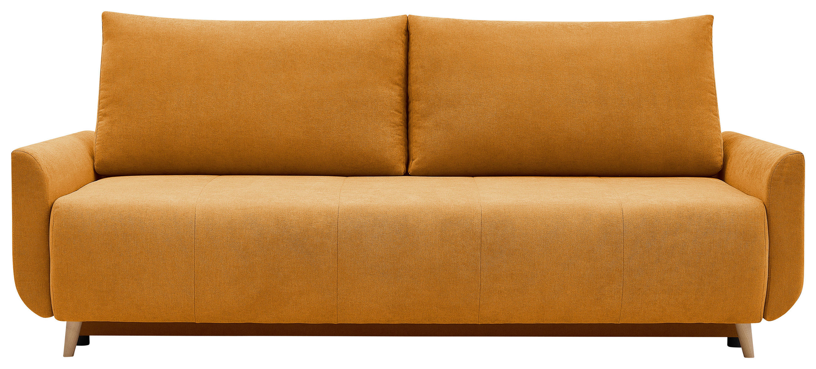 SCHLAFSOFA DUO Mikrofaser Gelb  inkl. Rückenkissen, Bettkasten, Schlaffunktion, Rücken echt  - Gelb/Naturfarben, Design, Textil (218/90/110cm) - P & B